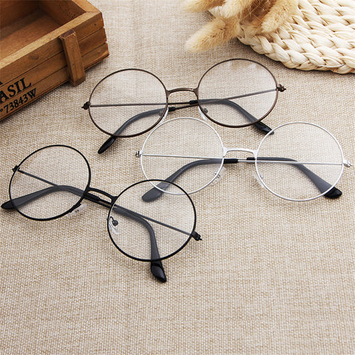 Vintage Retro Round Flat Glasses Gold Eyeglass Frame Man Plain Glass Clear Eyeglasses Eye Glasses Frames For Women Men 6 Colors